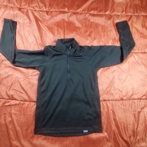Patagonia‎ Capilene Shirt Youth Small 7-8 Black Base Layer Heavyweight 1/4 Zip